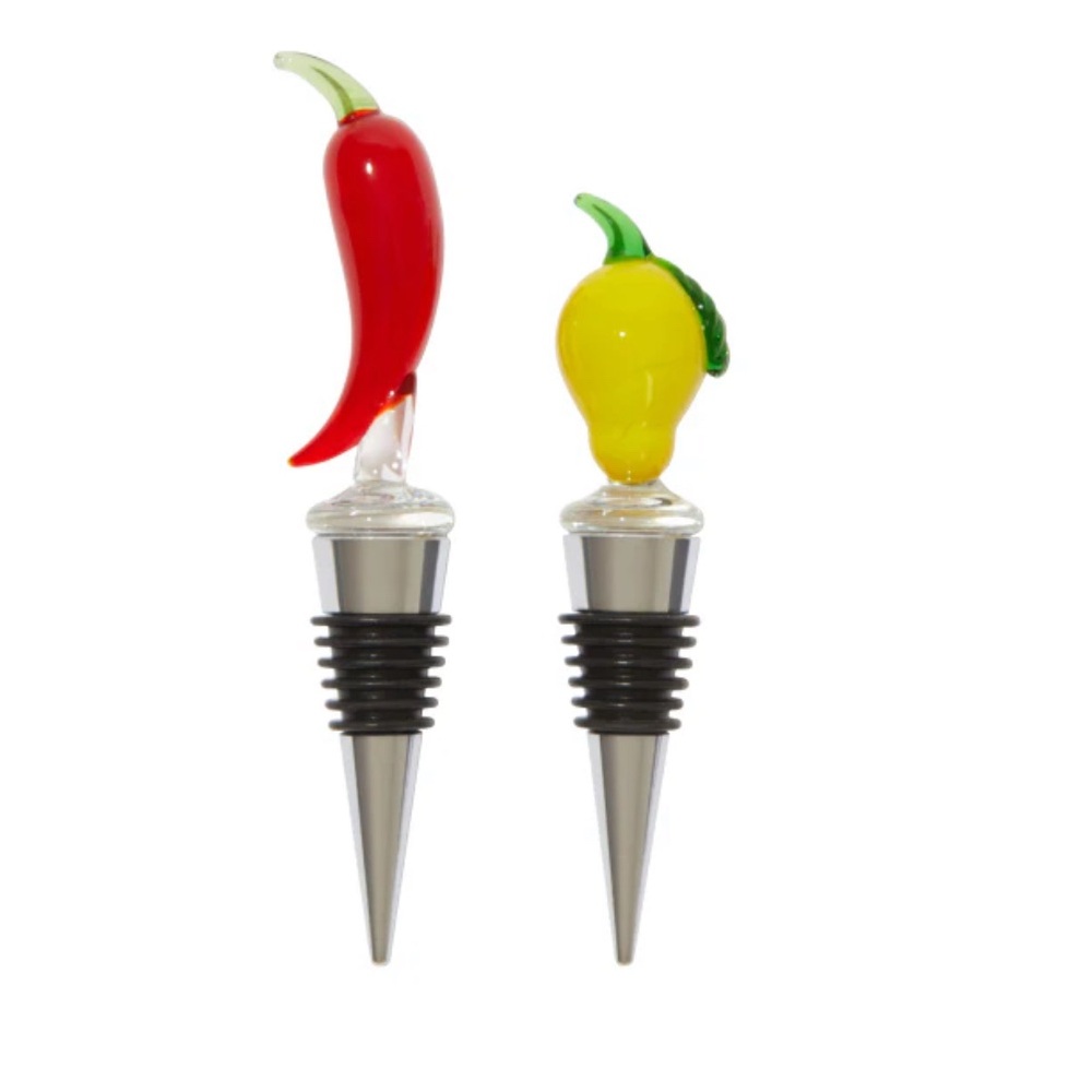 Sandralexandra hand blown glass bottle stoppers pepper lemon set of two